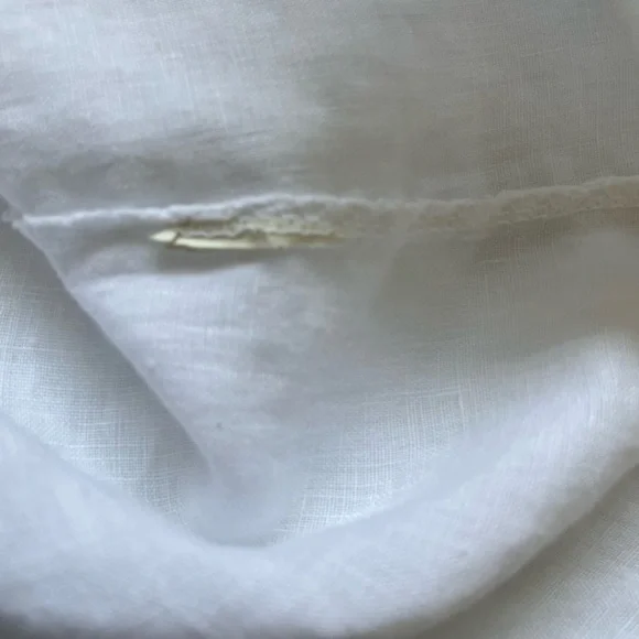 Lina Tomei Linen Pleated Lace Blouse Medium Pullover Accent Boho Cottagecore Top - Picture 8 of 15